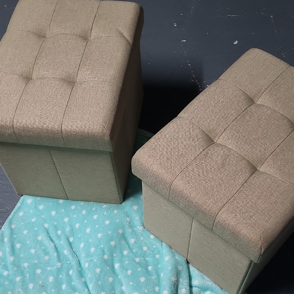 Set of Two Beige Storage Ottomans brand new never used!!!